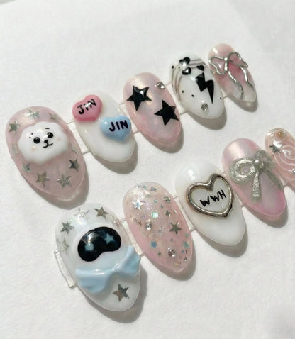 3D RJ BT21 Press On Nails | K-Pop Army Fan Gift