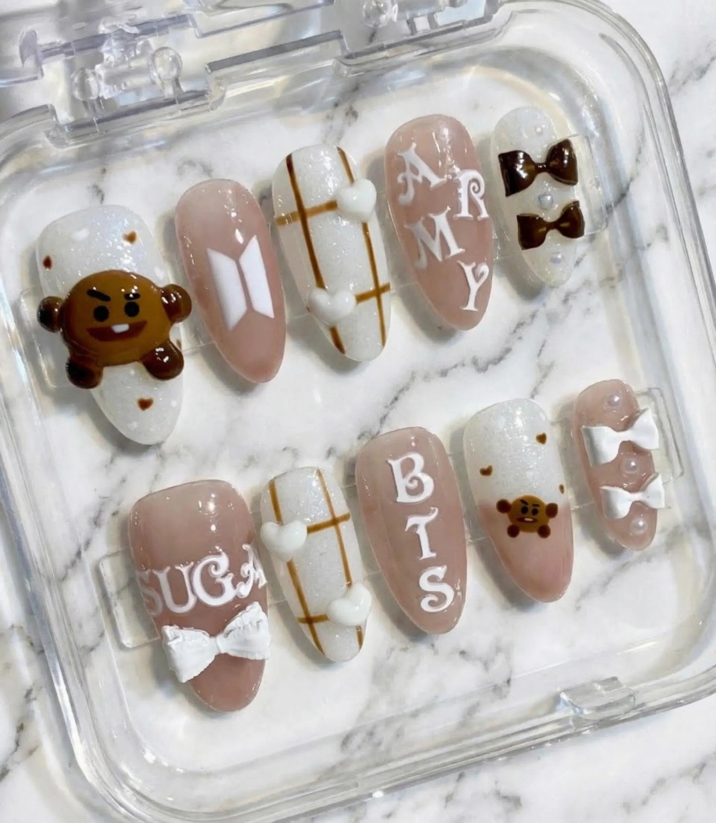 BTS SUGA Press On Nails | Shooky BT21 Nail Art, ARMY Fandom Gift