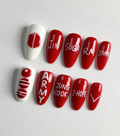 BTS Army Press-On Nails, Handmade K-Pop Nails, Arirang Album