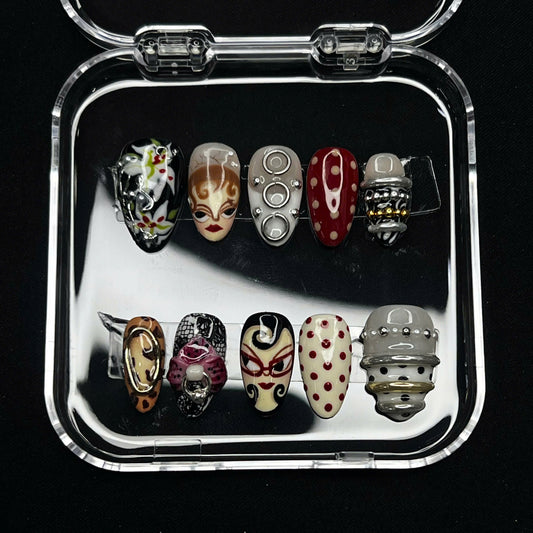 Hand-Painted Press On Nails | Avant-Garde Art, Runway Fashion